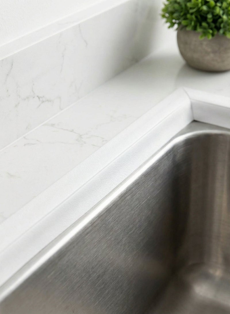 شريط سيليكون ذاتي اللصق المقاوم للماء 3.2 قدم أبيض قابل للتقشير واللصق لمشاريع الحمام، بلاط الأرضيات، ورق الجدران، المرحاض، حوض الاستحمام، جدار الدش، حواف الجدران، سهل وسريع التركيب، مناسب للمستأجرين - Image 5